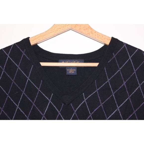 Brooks Brothers Mens Argyle Sleeveless Sweater Vest L 100% Merino Wool Blue - Picture 4 of 8